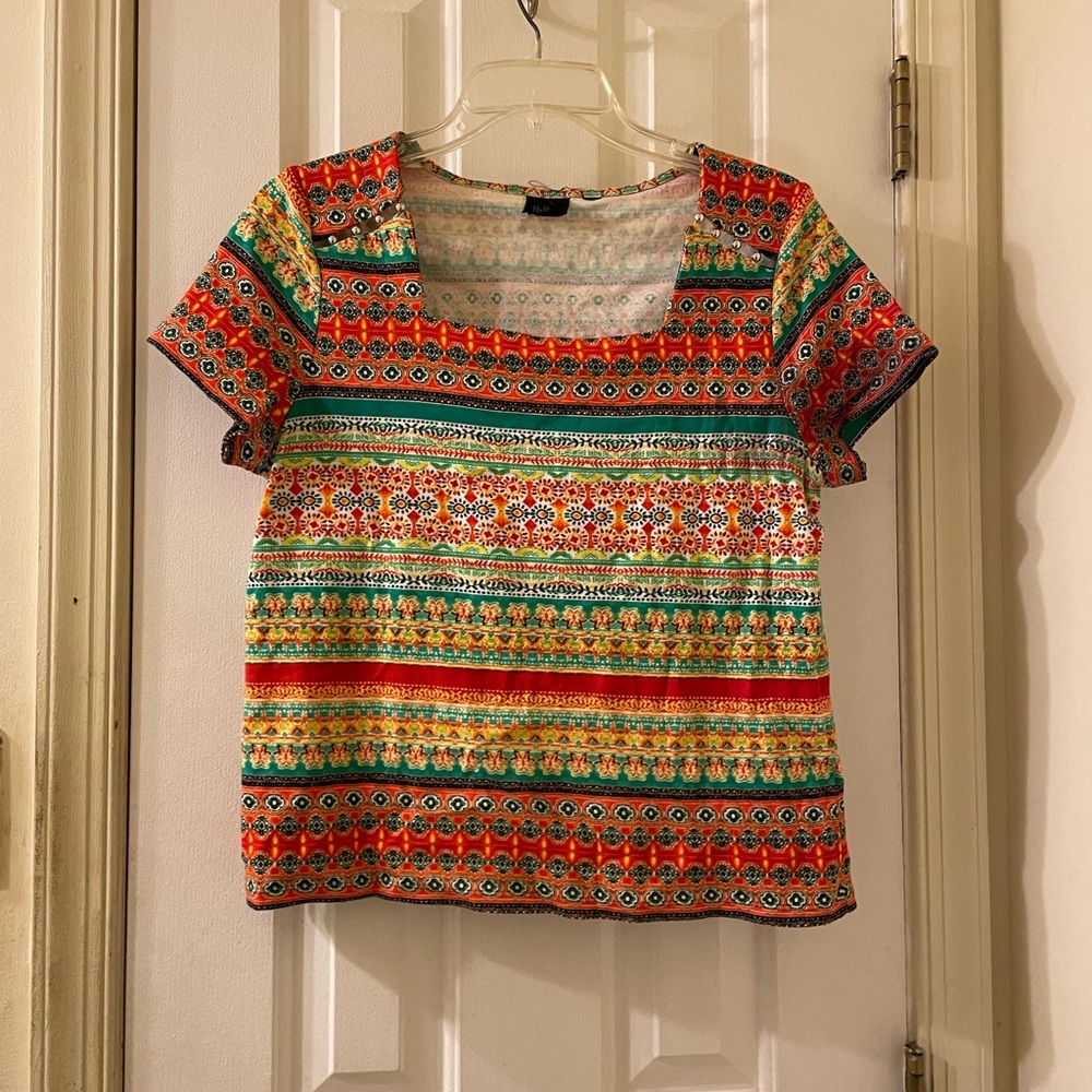 Rich multiprint colorful top